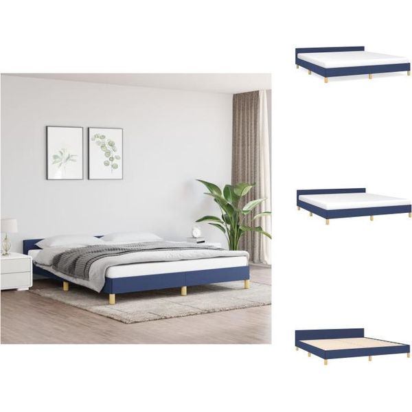 Vidaxl Struttura Letto Con Testiera In Tessuto Blu 180X200 Cm - Letti E Strutture Letto-image
