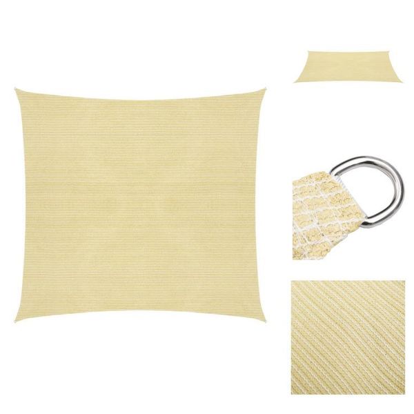 Vidaxl Tenda Da Sole 160 G/M² Beige 2,5X2,5 M Hdpe - Ombrelloni E Tende Da Sole-image