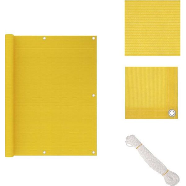 Vidaxl Schermo Privacy Per Balcone Giallo 120X400 Cm Hdpe - Ombrelloni E Tende Da Sole-image