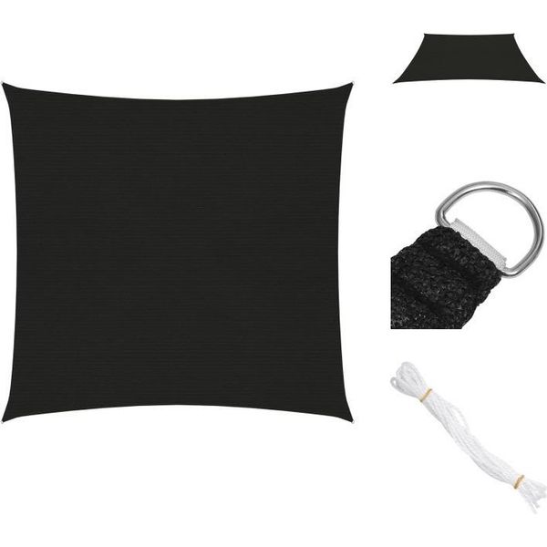 Vidaxl Tenda Da Sole 160 G/M² Nera 3X3 M Hdpe - Ombrelloni E Tende Da Sole-image