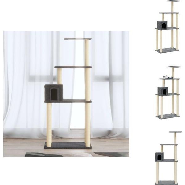 Vidaxl Albero Tiragraffi Con Graffiatoi In Sisal Grigio Scuro 147 Cm - Alberi Tiragraffi-image