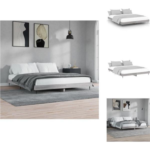 Vidaxl Struttura Letto Grigio Sonoma 140X200 Cm In Legno - Letti E Strutture Letto-image