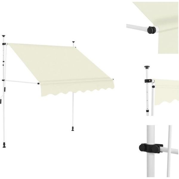 Vidaxl Tenda Da Sole Retrattile A Comando Manuale 150 Cm Bianco Crema - Tende Da Sole-image