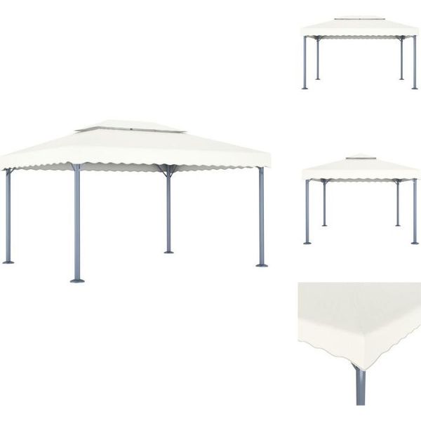 Vidaxl Padiglione 400 X 300 Cm Crema Alluminio - Padiglioni E Tende Per Feste-image