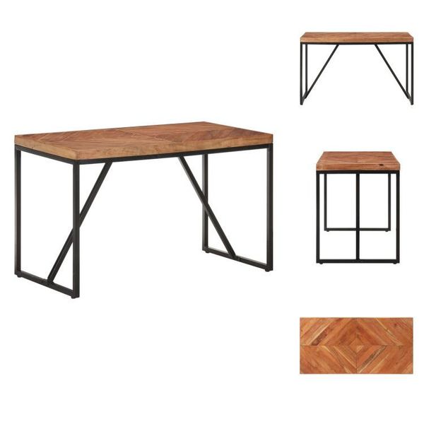 Vidaxl Tavolo Da Pranzo 120X60X76 Cm In Legno Massiccio Di Acacia E Mango - Tavoli Da Pranzo-image