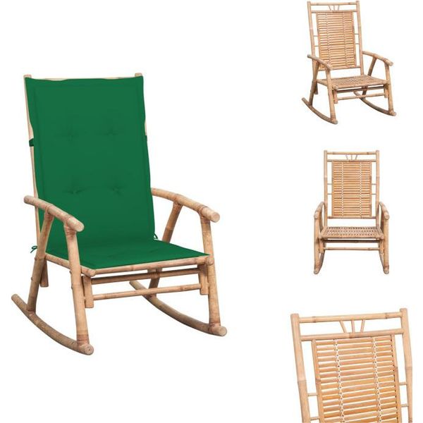 Vidaxl Sedia A Dondolo Con Cuscino In Bambù - Sedie Da Giardino-image