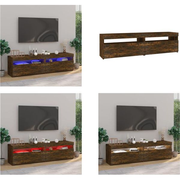 Vidaxl Mobile Tv Con Luci Led 2 Pz. Rovere Fumé 75X35X40 Cm - Mobile Tv - Mobili Tv - Mobili Tv - Porta Tv-image