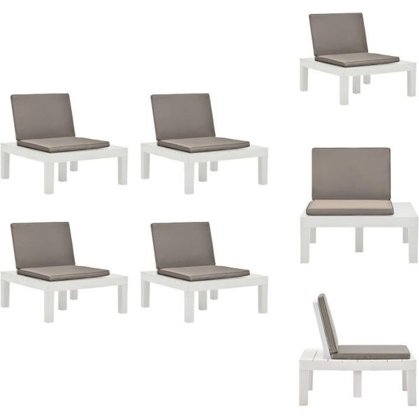 Vidaxl Sedie Da Giardino Con Cuscini 4 Pz. Plastica Bianca - Sedie Da Giardino-image