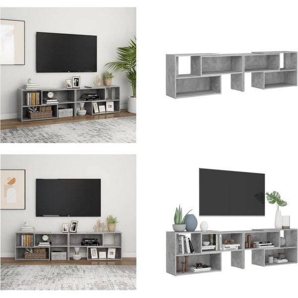 Mobile Tv Vidaxl Grigio Cemento 149X30X52 Cm Materiale A Base Di Legno - Mobile Tv - Mobili Tv - Mobili Tv - Mobili Tv-image