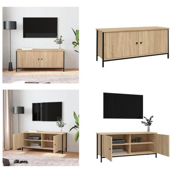 Vidaxl Mobile Tv Con Ante In Rovere Sonoma 102X35X45 Cm In Legno - Mobile Tv - Mobili Tv - Mobili Tv - Porta Tv-image