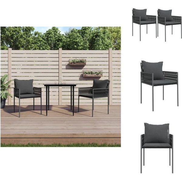 Vidaxl Sedie Da Giardino Con Cuscino 2 Pezzi Nero 54X61X83 Cm In Poly Rattan - Sedie Da Giardino-image