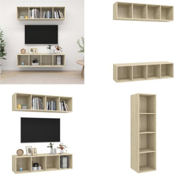 Vidaxl Mobili Tv A Parete 2 Pezzi In Legno Di Quercia Sonoma - Mobile Tv - Mobili Tv - Mobili Tv Sospesi - Mobili Tv Sospesi-image