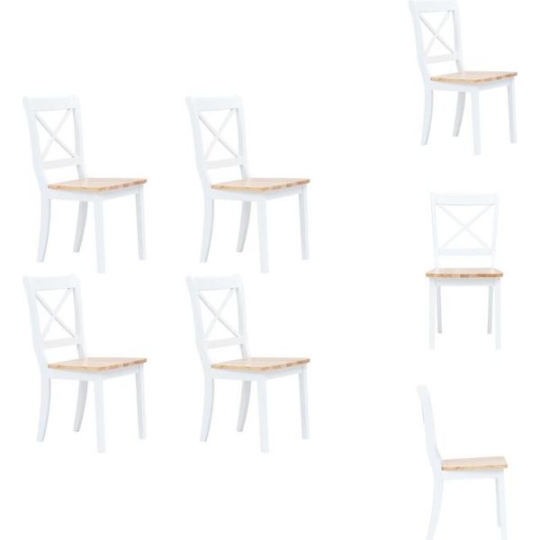 Vidaxl Sedie Da Pranzo 4 Pezzi Bianco Legno Chiaro Legno Massiccio Albero Di Gomma - Sedie Da Pranzo-image