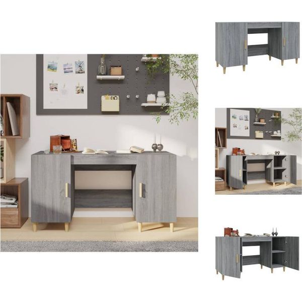 Vidaxl Scrivania Grigio Sonoma 140X50X75 Cm In Legno - Scrivanie-image