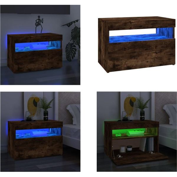 Vidaxl Mobile Tv Con Luci Led Rovere Fumé 60X35X40 Cm - Mobile Tv - Mobili Tv - Mobili Tv - Porta Tv-image