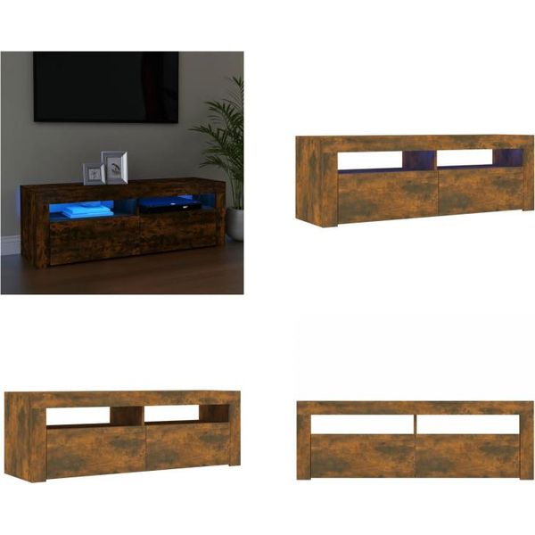 Vidaxl Mobile Tv Con Luci Led Rovere Fumé 120X35X40 Cm - Mobile Tv - Mobili Tv - Mobili Tv - Porta Tv-image