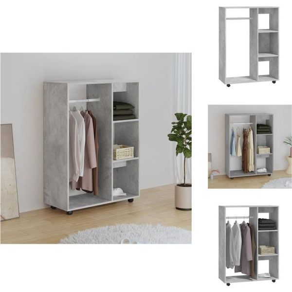 Vidaxl Armadio Grigio Cemento 80X40X110 Cm Materiale A Base Di Legno - Armadi-image