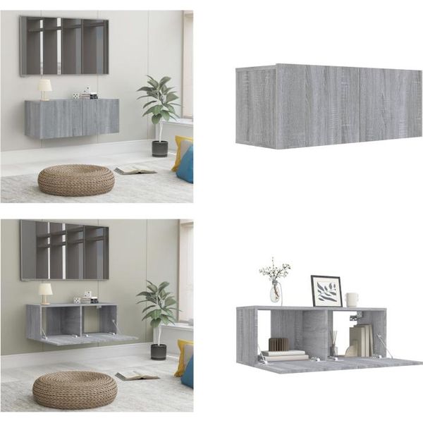 Vidaxl Mobile Tv Grigio Sonoma 80X30X30 Cm In Legno - Mobile Tv - Mobili Tv - Mobili Tv - Porta Tv-image