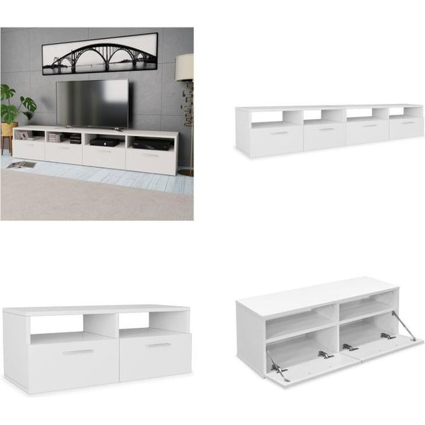Vidaxl 2 Pz. Mobili Tv In Legno Composito 95X35X36 Cm Bianco - Mobile Tv - Mobili Tv - Porta Tv - Porta Tv-image
