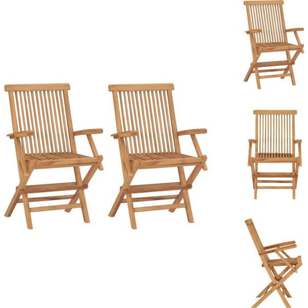 Vidaxl Sedie Da Giardino Pieghevoli 2 Pz. Legno Massiccio Teak - Sedie Da Giardino-image