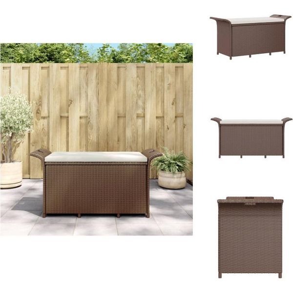 Vidaxl Panca Da Giardino Con Cuscini Marrone 116X46X57 Cm In Poly Rattan - Panche Da Giardino-image