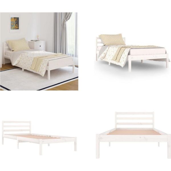 Vidaxl Letto In Legno Massiccio Di Pino 90X200 Cm Bianco - Struttura Letto - Letto - Letto In Legno-image