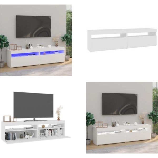 Vidaxl Mobili Tv 2 Pz. Con Luci Led Bianco Lucido 75X35X40 Cm - Mobile Tv - Mobili Tv - Mobili Tv - Porta Tv-image