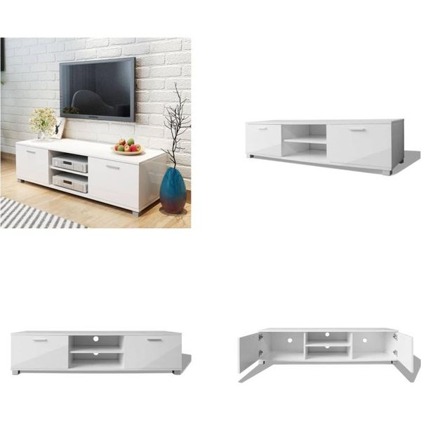 Vidaxl Mobile Tv Bianco Lucido 140X40,5X35 Cm - Mobile Tv - Mobile Tv - Mobile Hifi - Mobile Hifi-image