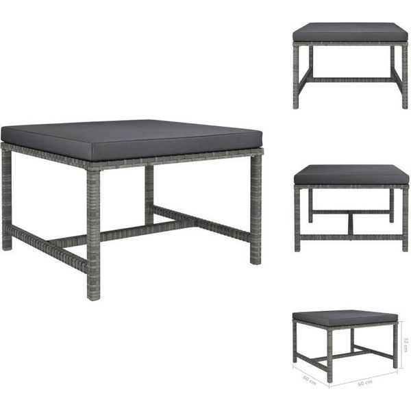Vidaxl Sgabello Modulare Con Cuscino In Polirattan Grigio - Elementi Per Divani Da Giardino-image