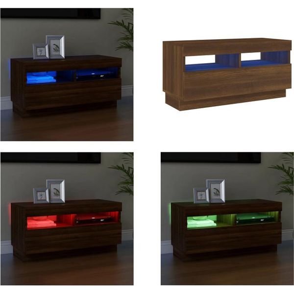 Mobile Tv Vidaxl Con Luci Led Look Rovere Marrone 80X35X40 Cm - Mobile Tv - Mobili Tv - Supporto Tv-image