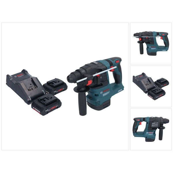 Bosch Gbh 18V-22 Trapano A Percussione Professionale A Batteria 18 V 1,9 J Sds Plus Brushless + 2X Batteria Ricaricabile Procore 4,0 Ah + Caricabatterie-image