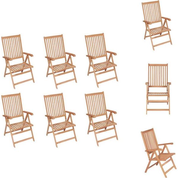 Vidaxl Sedie Da Giardino Regolabili 6 Pz. Legno Massiccio Di Teak - Sedie Da Giardino-image