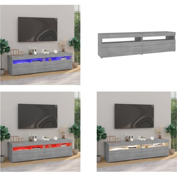 Vidaxl Mobile Tv Con Luci Led 2 Pezzi Grigio Sonoma 75X35X40 Cm - Mobile Tv - Mobili Tv - Mobili Tv - Porta Tv-image