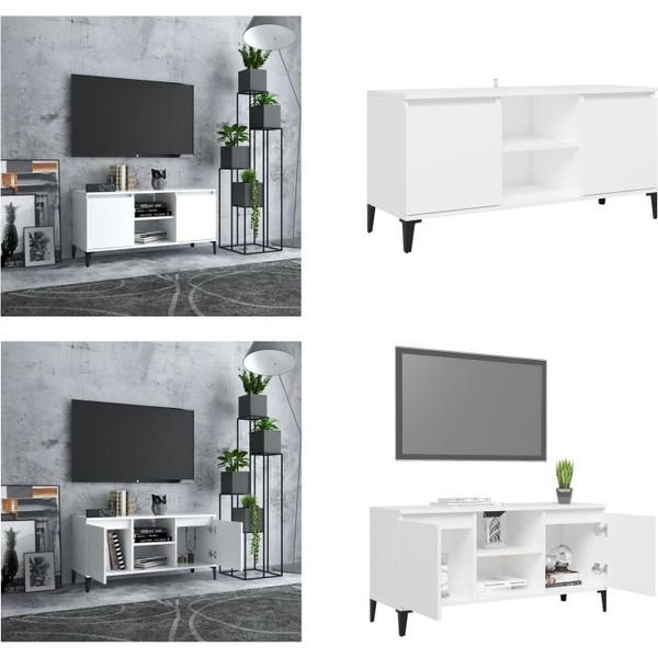Vidaxl Mobile Tv Con Gambe In Metallo Bianco 103,5X35X50 Cm - Mobile Tv - Mobili Tv - Credenza - Credenze-image