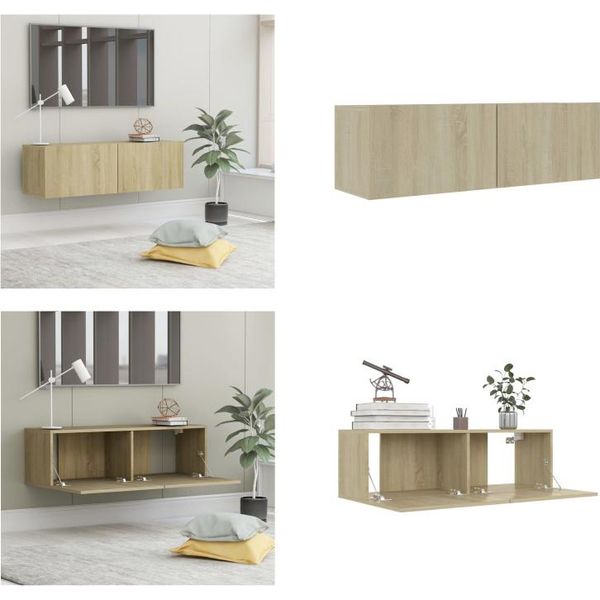 Mobile Tv Vidaxl Rovere Sonoma 100X30X30 Cm Materiale A Base Di Legno - Mobile Tv - Mobile Tv - Mobile Tv - Credenza-image