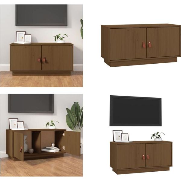 Vidaxl Mobile Tv Marrone Miele 80X34X40 Cm In Legno Di Pino Massiccio - Mobile Tv - Mobile Tv - Mobili Tv - Porta Tv-image