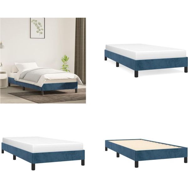 Vidaxl Struttura Letto Blu Scuro 90X200 Cm In Velluto - Struttura Letto - Cornici Letto - Struttura Letto - Letto-image