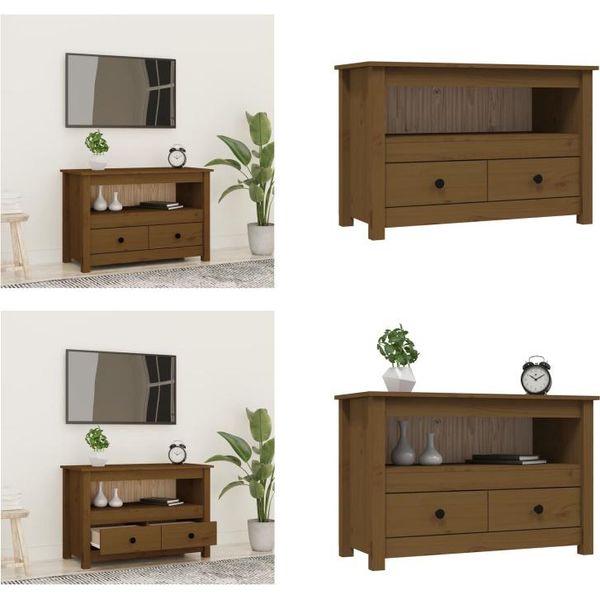 Vidaxl Mobile Tv Marrone Miele 79X35X52 Cm In Legno Di Pino Massiccio - Mobile Tv - Mobile Tv - Mobile Tv In Legno - Mobili Tv-image