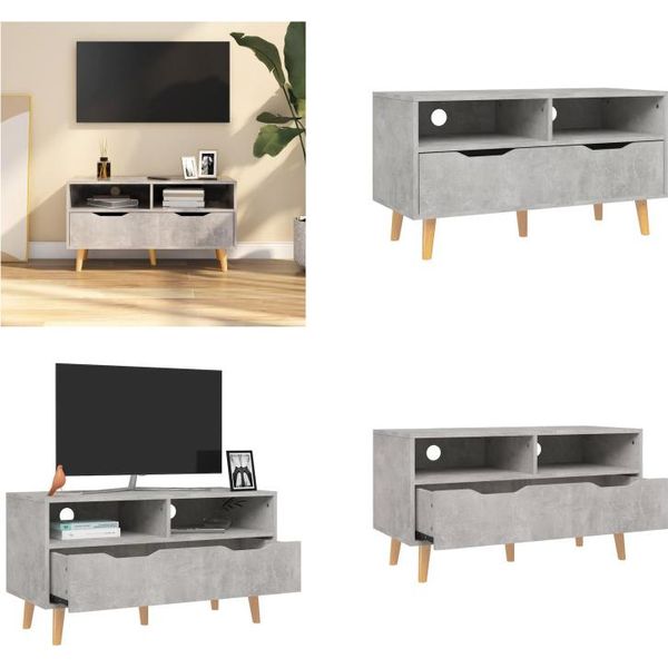 Mobile Tv Vidaxl Grigio Cemento 90X40X48,5 Cm Materiale A Base Di Legno - Mobile Tv - Mobili Tv - Mobile Tv - Mobile Tv-image