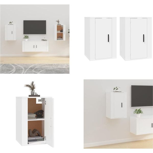 Vidaxl Mobili Da Parete Per Tv 2 Pz. Bianco 40X34,5X60 Cm - Mobile Tv A Parete - Mobili Tv A Parete - Mobile Tv - Console Tv-image