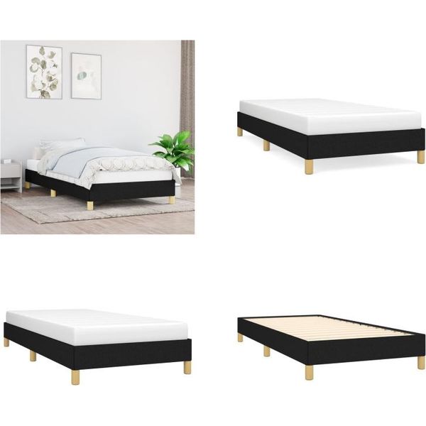 Vidaxl Struttura Letto Nera 90X200 Cm In Tessuto - Struttura Letto - Cornici Letto - Struttura Letto - Letto-image
