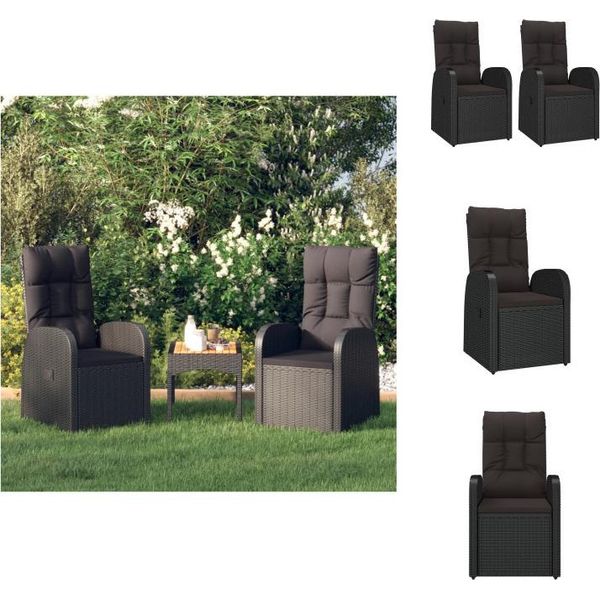 Vidaxl Sedie A Sdraio Da Giardino 2 Pezzi Con Cuscini In Poly Rattan Nero - Sedie Da Giardino-image