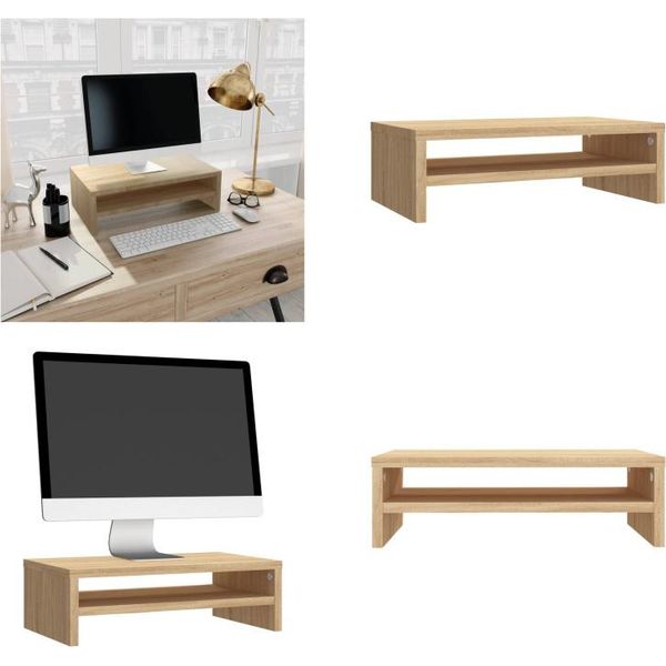 Vidaxl Supporto Per Monitor In Rovere Sonoma 42X24X13 Cm In Legno - Supporto Per Monitor - Supporto Per Tv - Tavolo Tv-image