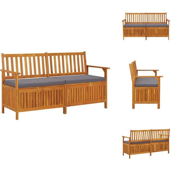 Vidaxl Panca Con Cuscino 148 Cm In Legno Massiccio Di Acacia - Panche Da Giardino-image