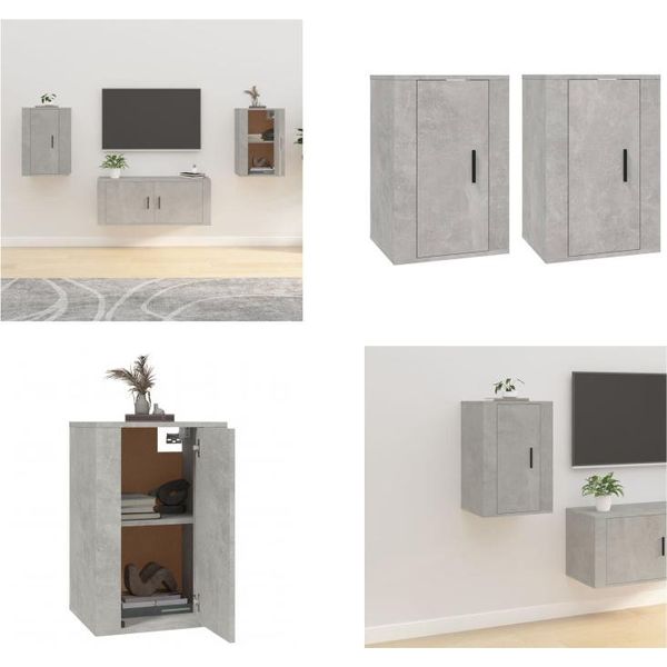 Vidaxl Mobili Tv A Parete 2 Pz. Grigio Cemento 40X34,5X60 Cm - Mobile Tv A Muro - Mobile Tv A Muro - Mobile Tv - Console Tv-image
