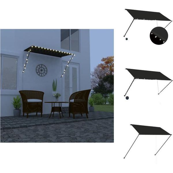 Vidaxl Tenda A Scomparsa Con Led 250×150 Cm Antracite - Tende Da Sole-image