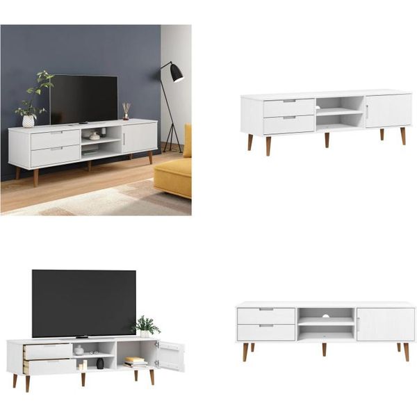 Vidaxl Mobile Tv Molde Bianco 158X40X49 Cm Pino Massiccio - Mobile Tv - Mobili Tv - Mobili Tv - Porta Tv-image