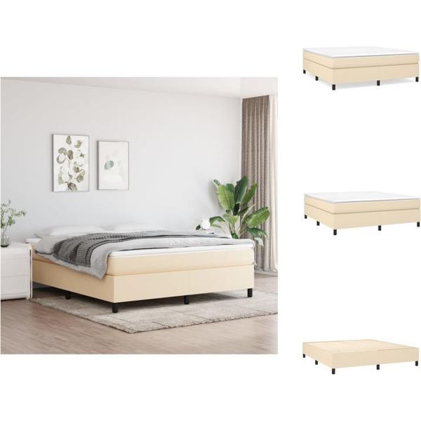 Vidaxl Letto A Molle Insacchettate Crema 160X200 Cm In Tessuto - Letti E Strutture Letto-image