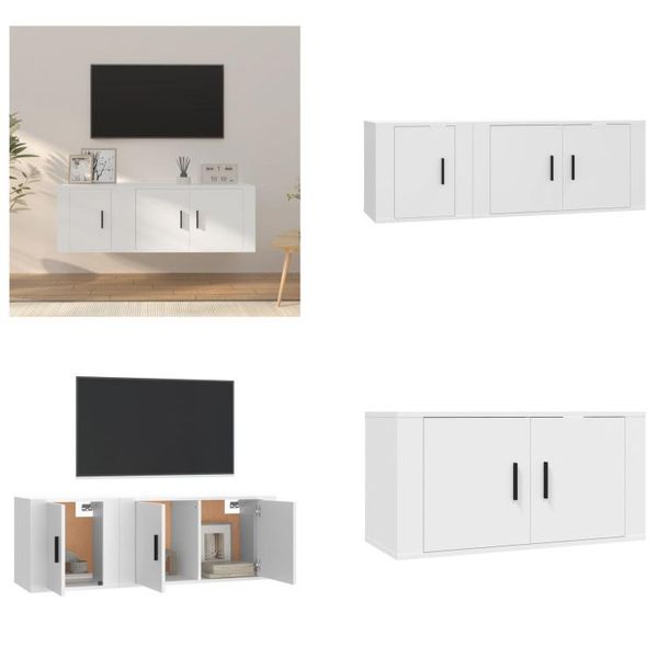 Vidaxl Set Di Mobili Tv 2 Pezzi In Legno Bianco - Set Di Mobili Tv - Mobile Tv - Mobile Tv - Porta Tv-image