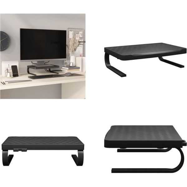 Vidaxl Supporto Per Monitor Nero 37X28X11,5 Cm - Supporto Per Monitor - Piano Di Lavoro - Elevazione Per Monitor - Supporto Per Monitor-image